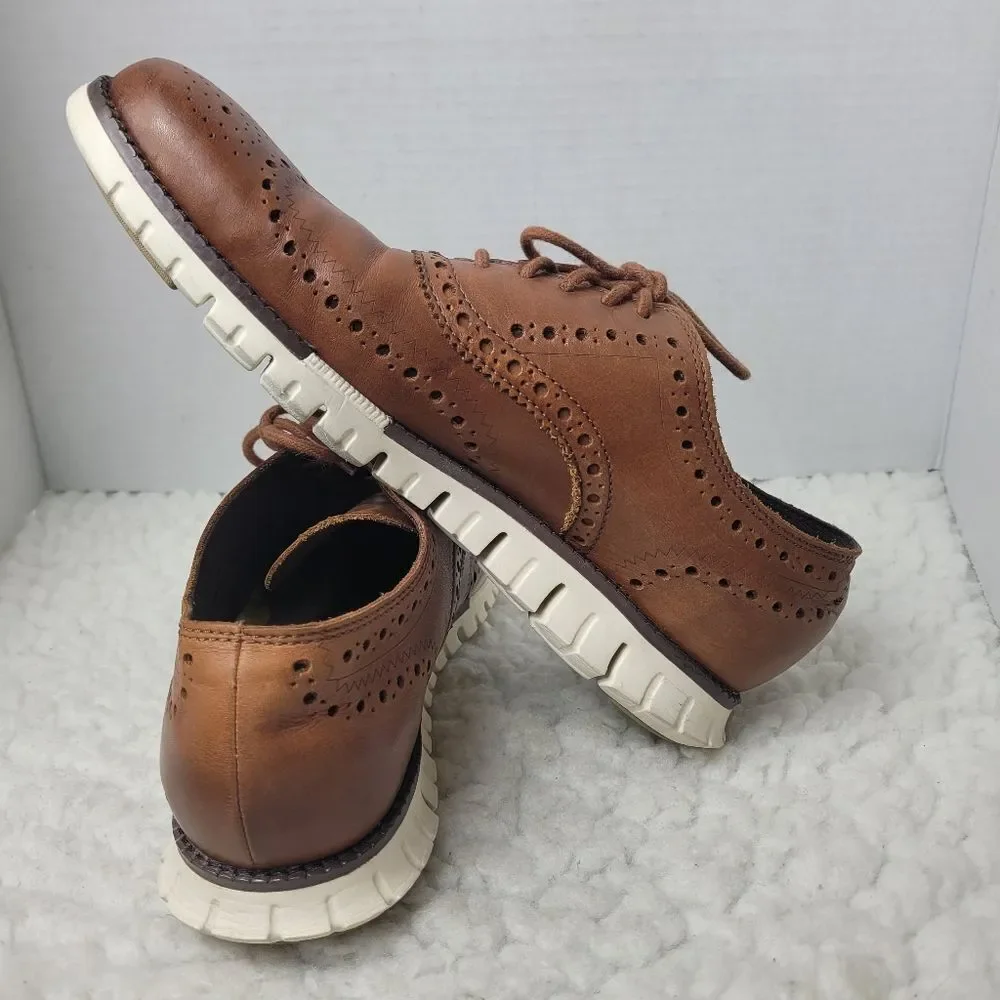 Cole Haan Zerogrand Men’s Size 8.5 Brown Leather Wingtip Oxford Shoes C14493